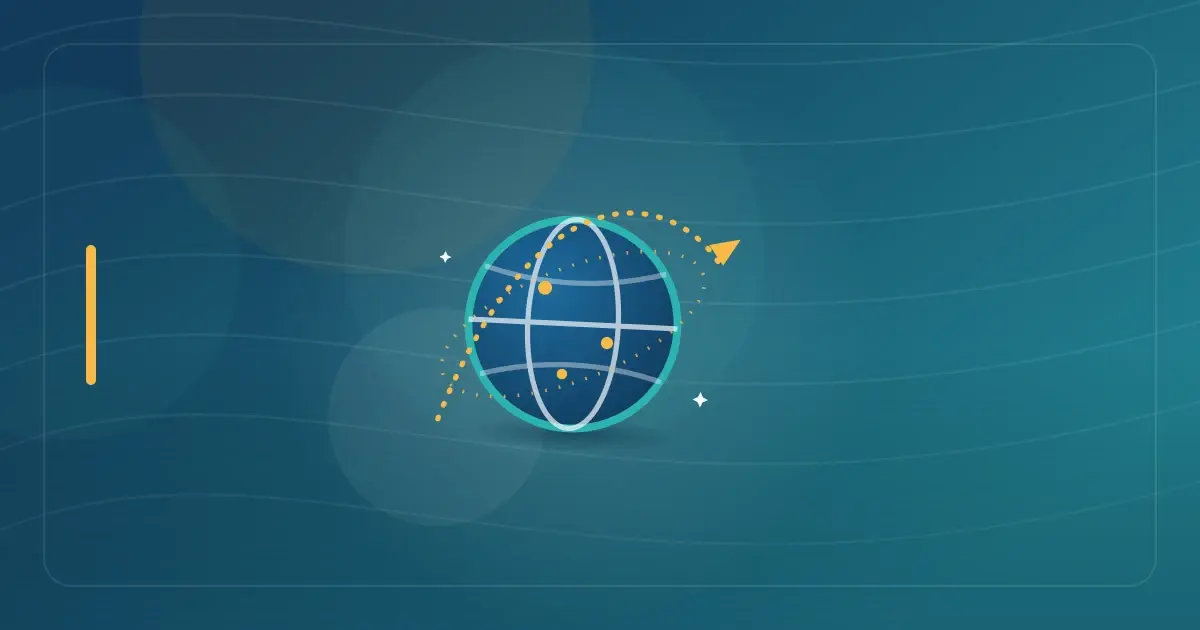 Editorial illustration in navy and teal showing a globe with an orbiting flight path, representing the article "US Digital Nomad Tax Planning 2026: FEIE, Foreign Tax Credit & How to Pay $0 in Federal Tax Legally".