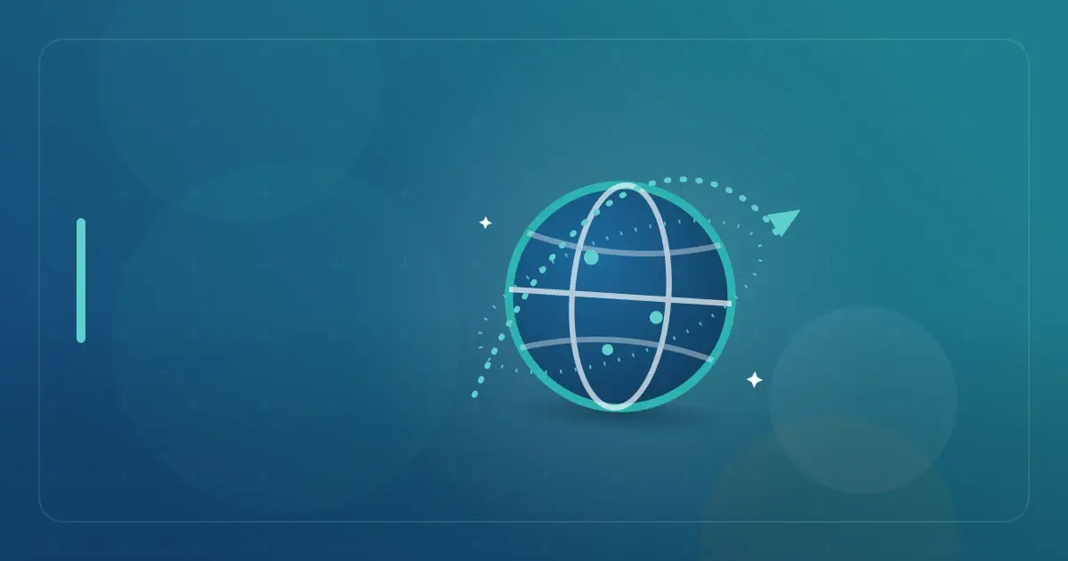 Editorial illustration in navy and teal showing a globe with an orbiting flight path, representing the article "US Expat Tax Filing Requirements 2026: Complete Checklist".