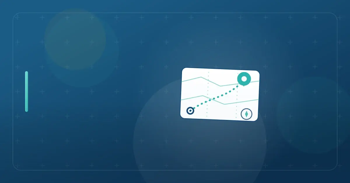 Editorial illustration in navy and teal showing a stylized map with a travel route between two location pins, representing the article "The Great California Tax Exodus: Why High Earners Are Fleeing to No-Tax States in 2026".