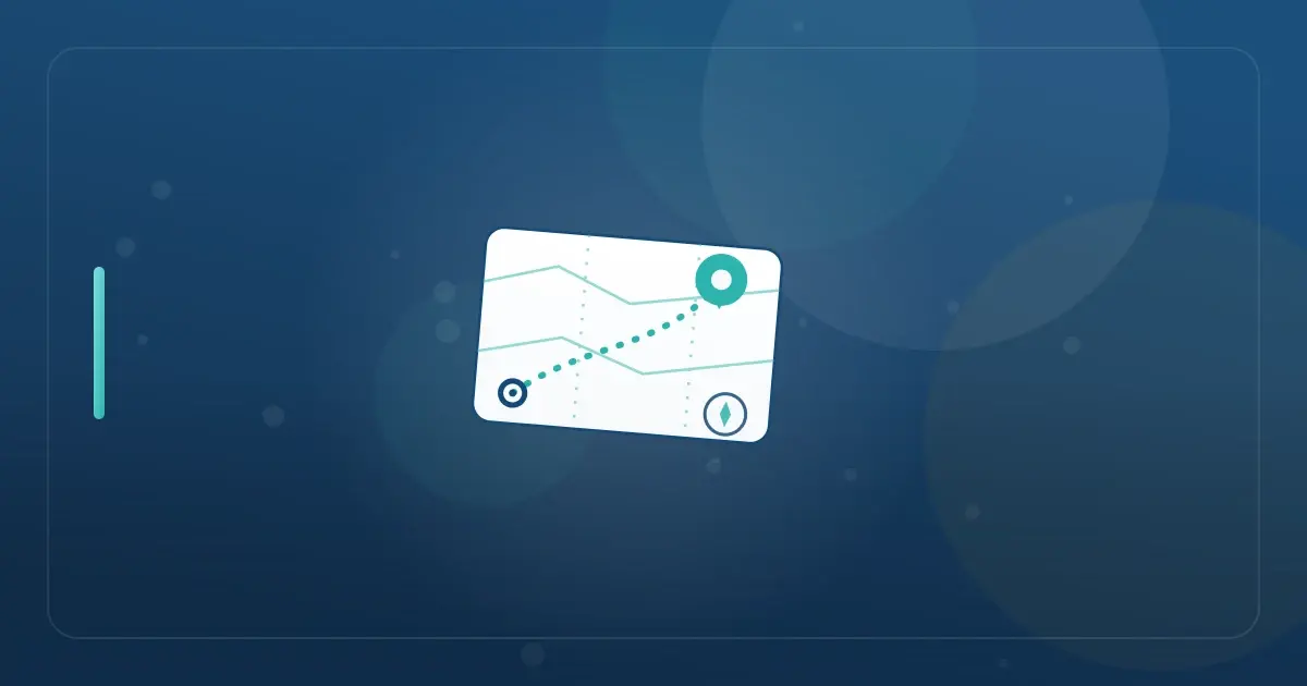 Editorial illustration in navy and teal showing a stylized map with a travel route between two location pins, representing Californians relocating to Florida ahead of the two new California taxes taking effect January 1, 2027