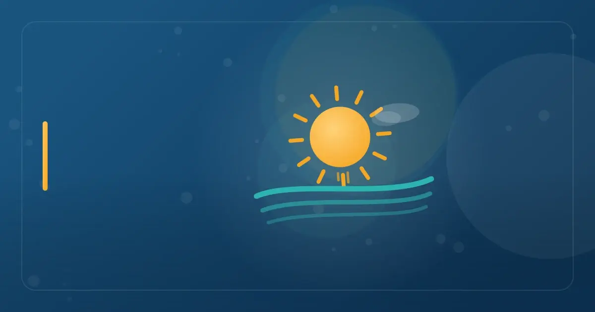 Editorial illustration in navy and teal showing a sun setting over a coastline with gentle waves, representing the article "Florida Domicile Checklist: Every Step to Legally Establish Florida Residency in 2026".
