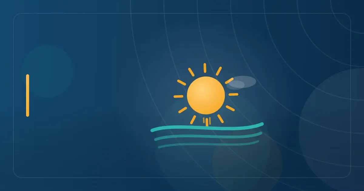 Editorial illustration in navy and teal showing a sun setting over a coastline with gentle waves, representing the article "Is Changing Your Domicile to Florida Legal? Your Constitutional Right Explained".