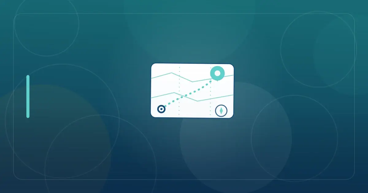 Editorial illustration in navy and teal showing a stylized map with a travel route between two location pins, representing the article "Moving to Florida for Taxes? Here's What State Tax Auditors Look For in 2026".