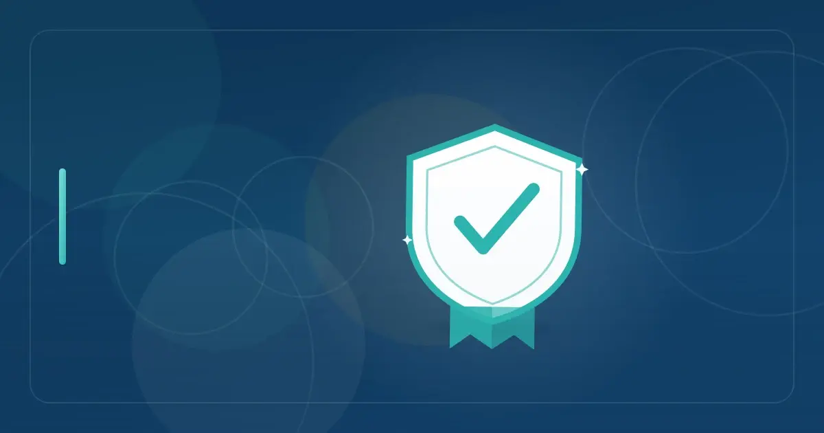 Editorial illustration in navy and teal showing a protective shield with a check mark and banner, representing the article "Am I Still Paying Taxes to a State I Don't Live In? How to Stop Overpaying".